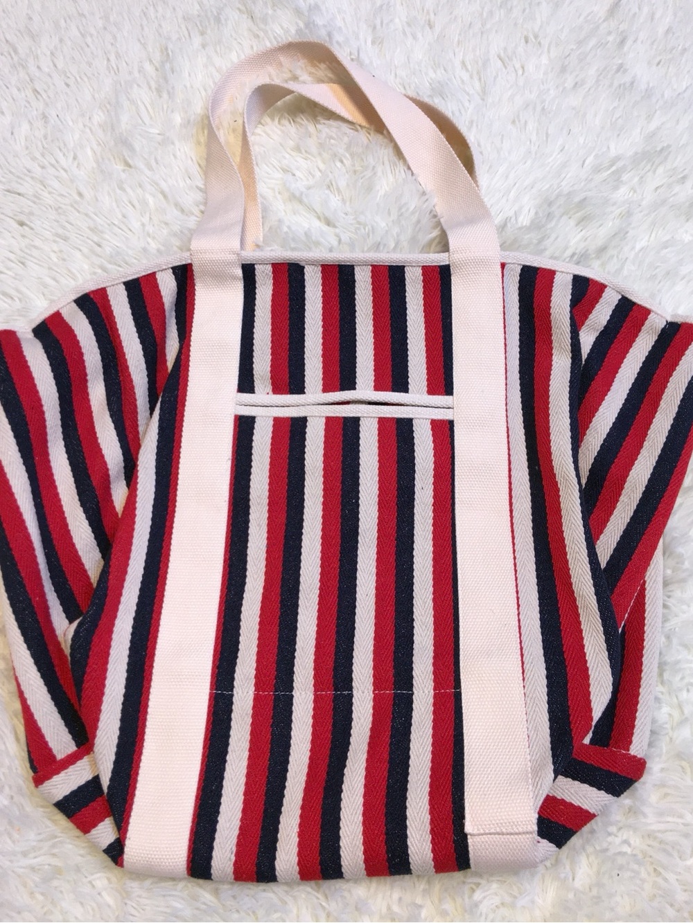 Isabel Marant Striped Canvas Tote Bag in Red, Navy & Cream - Picture 3 of 5